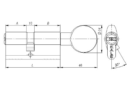 Цилиндровый механизм с вертушкой 164 BM/68 (26+10+32) mm никель 5 кл.